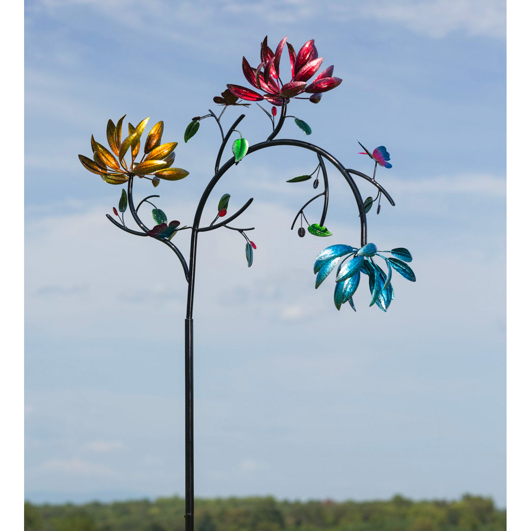 Siller 91 in. Flowers Wind Spinner Garden Stake